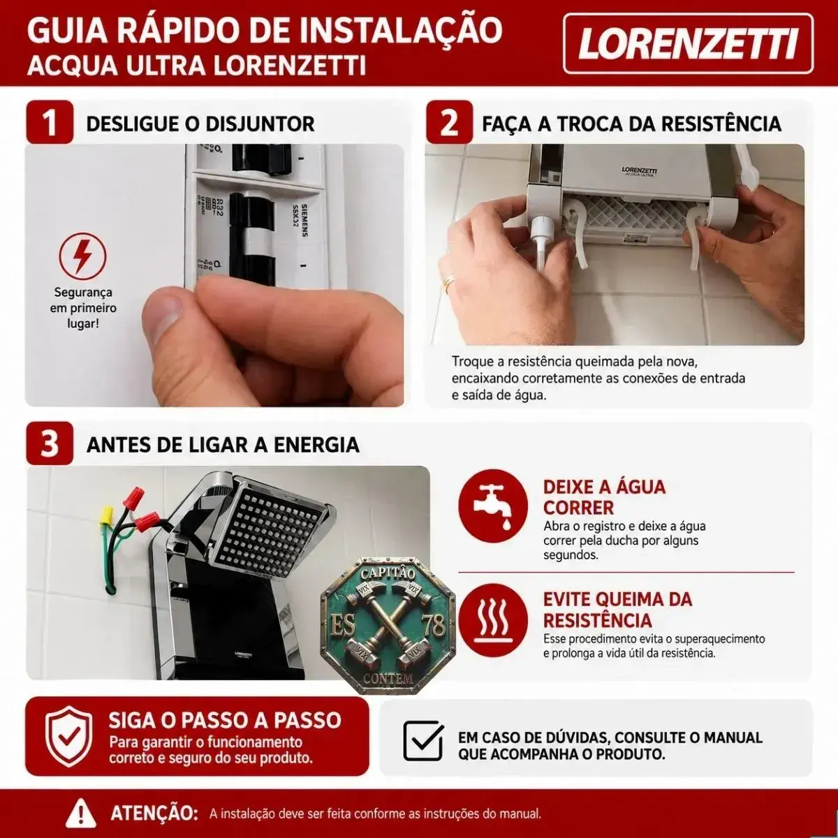 Resistência Lorenzetti para Ducha Acqua Ultra 220V 7800W 3065B thumbnail 2
