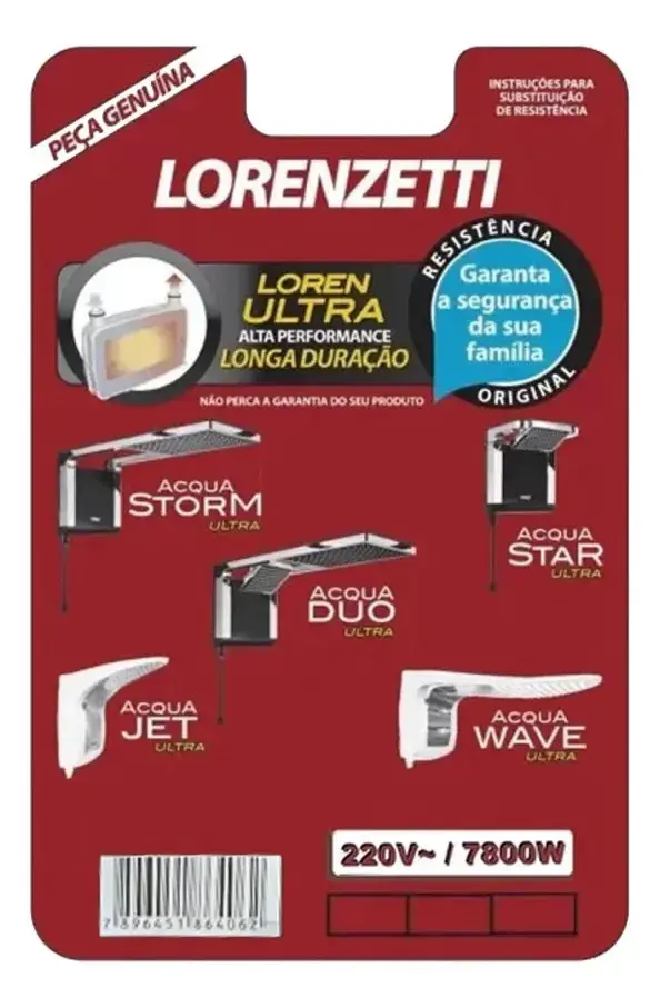 Resistência Lorenzetti para Ducha Acqua Ultra 220V 7800W 3065B thumbnail 9