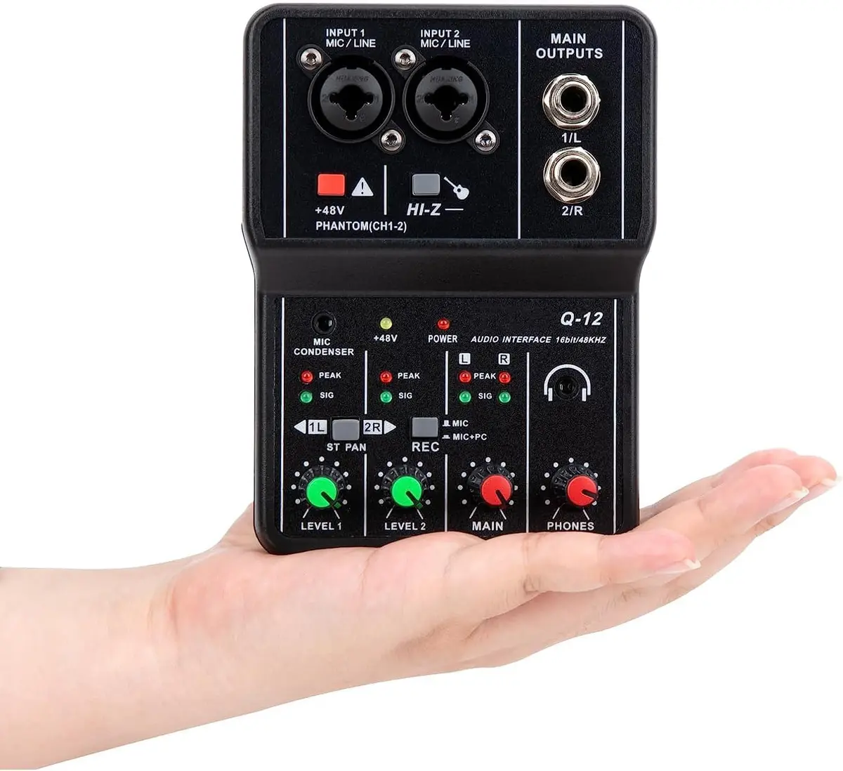 interface de audio,Placa de som profissional de canal duplo com USB 2.0 de alta velocidade, função de monitor para estúdio/gravação musical/gravação - 1
