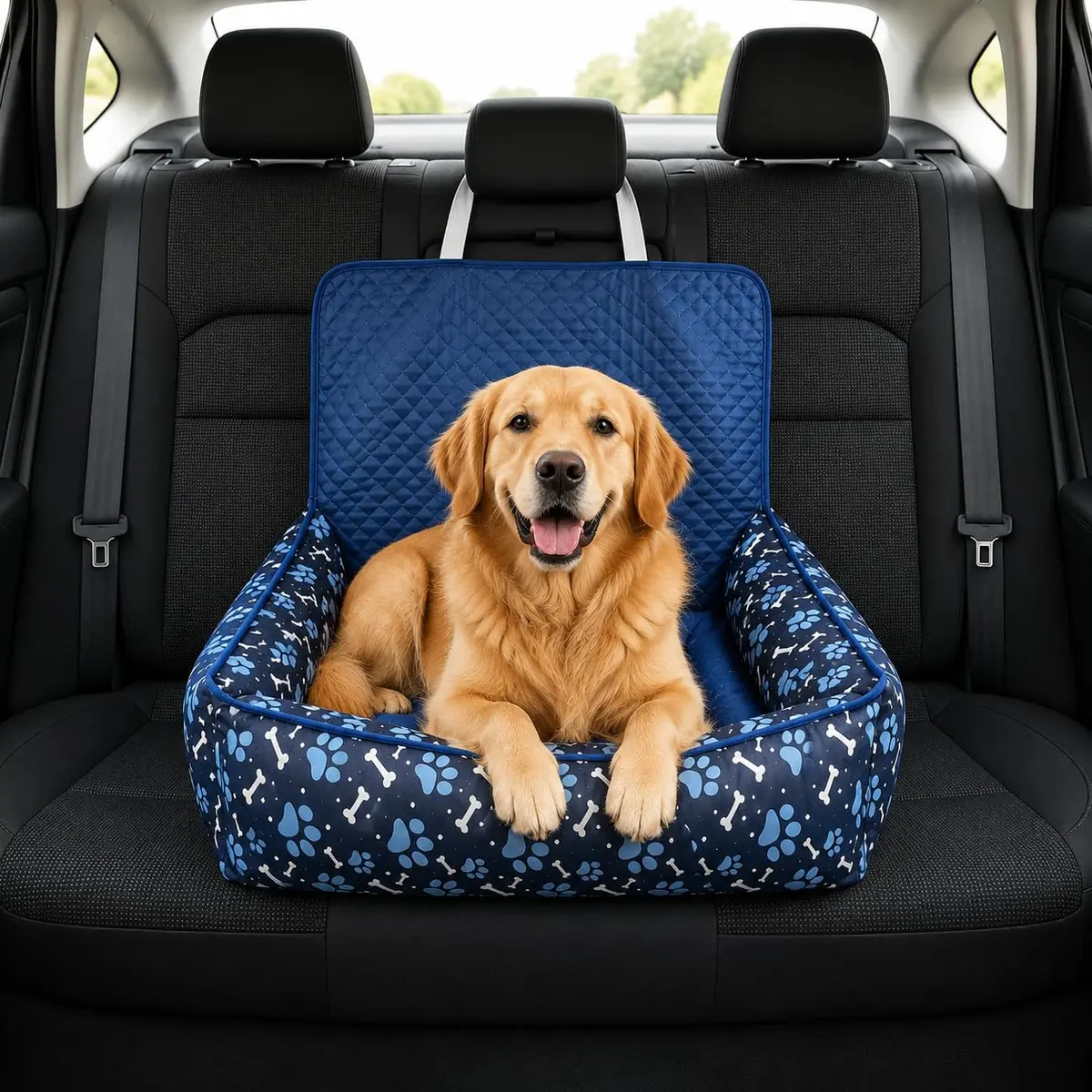 Kit Cama Pet Capa Protetora Banco Traseiro Carro 2 em 1+ Colchonete Grande (Azul)