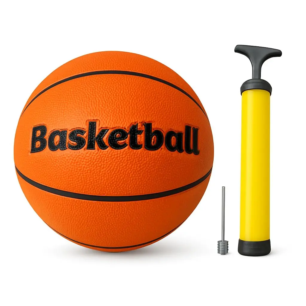 Bola de Basquete Oficial Tamanho 7 com Bomba de Ar e Agulha – Alta Durabilidade e Aderência, Ideal para Treinos e Jogos em Quadra, Escola, Clube e Lazer. - 1