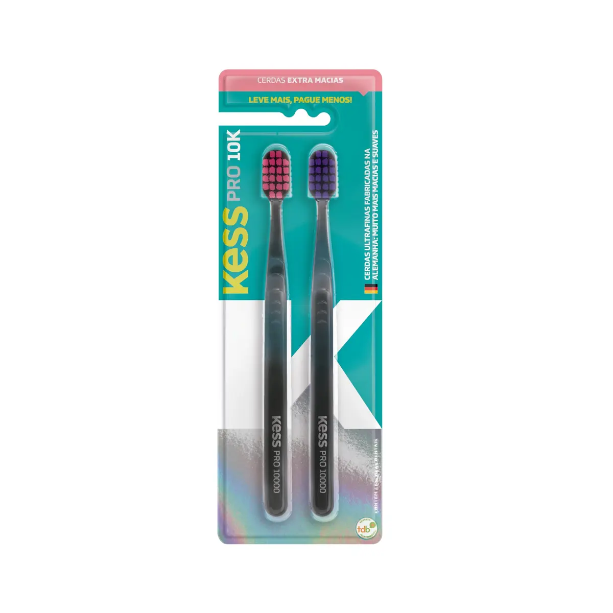 KESS Pack Com 2 Escovas Dentais Pro 10K Extra Macias Preto - 1