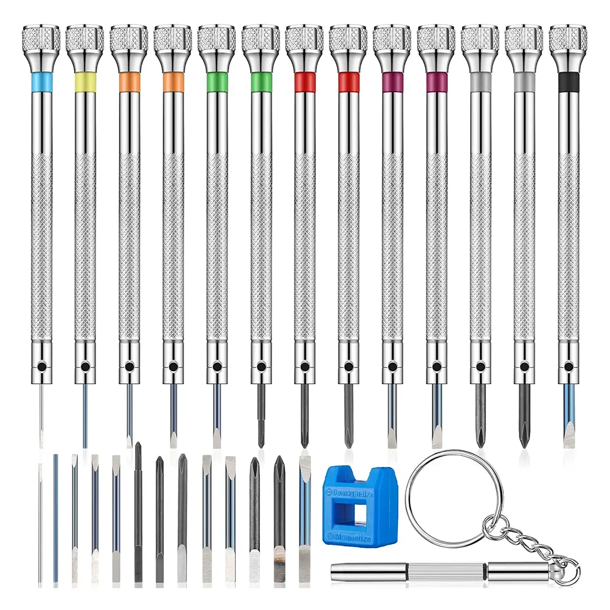 Conjunto de chave de fenda de precisão 0.6-2.0mm, kit de chave de fenda micro cruzada de aço de alta dureza para relógio doméstico, óculos, reparo de joias também