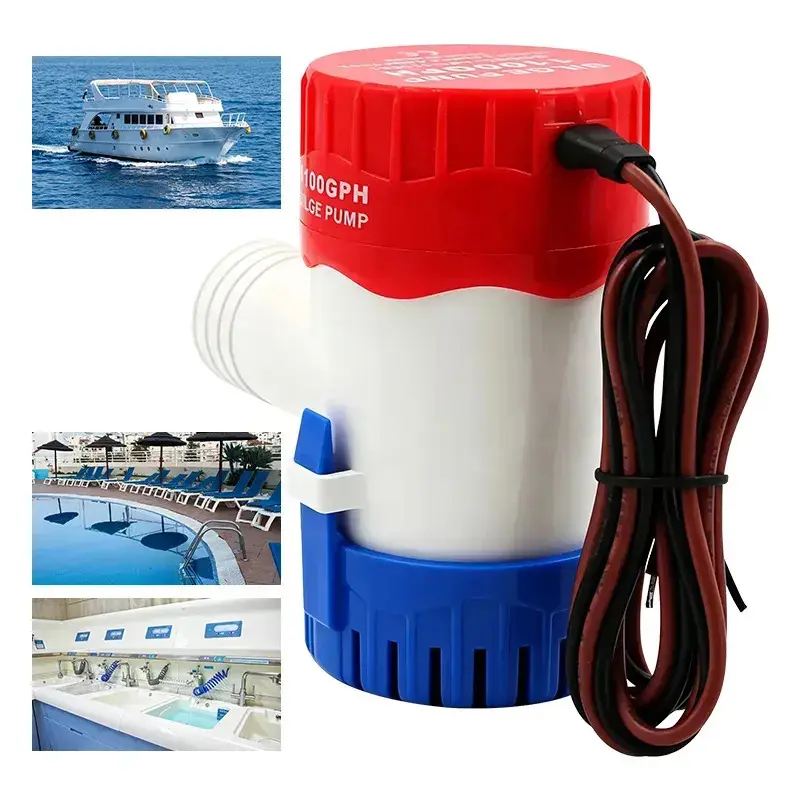 Bomba Drenagem Porão Barco 12V 1100GPH Bomba Elétrica Náutica Submersível para Iate, Lancha, Piscina