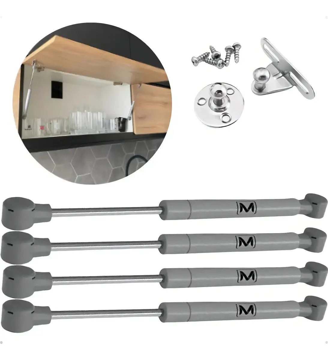 Kit 4 Pistão A Gás 100n Amortecedor Armário Cozinha Moveis Porta de Elevação Abre para Cima