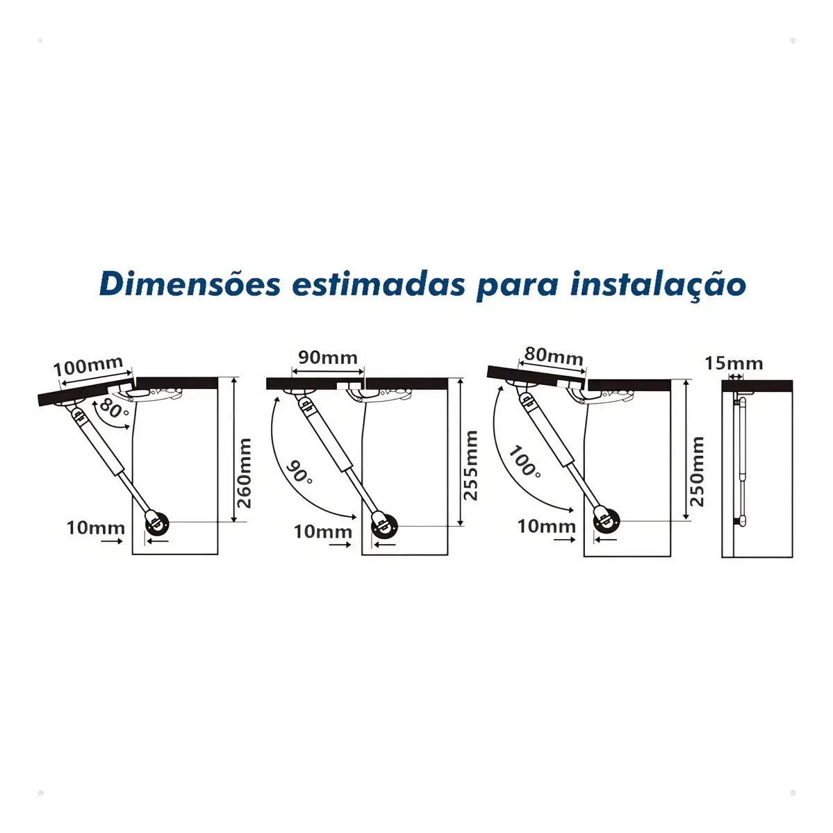 Kit 4 Pistão A Gás 100n Amortecedor Armário Cozinha Moveis Porta de Elevação Abre para Cima thumbnail 3