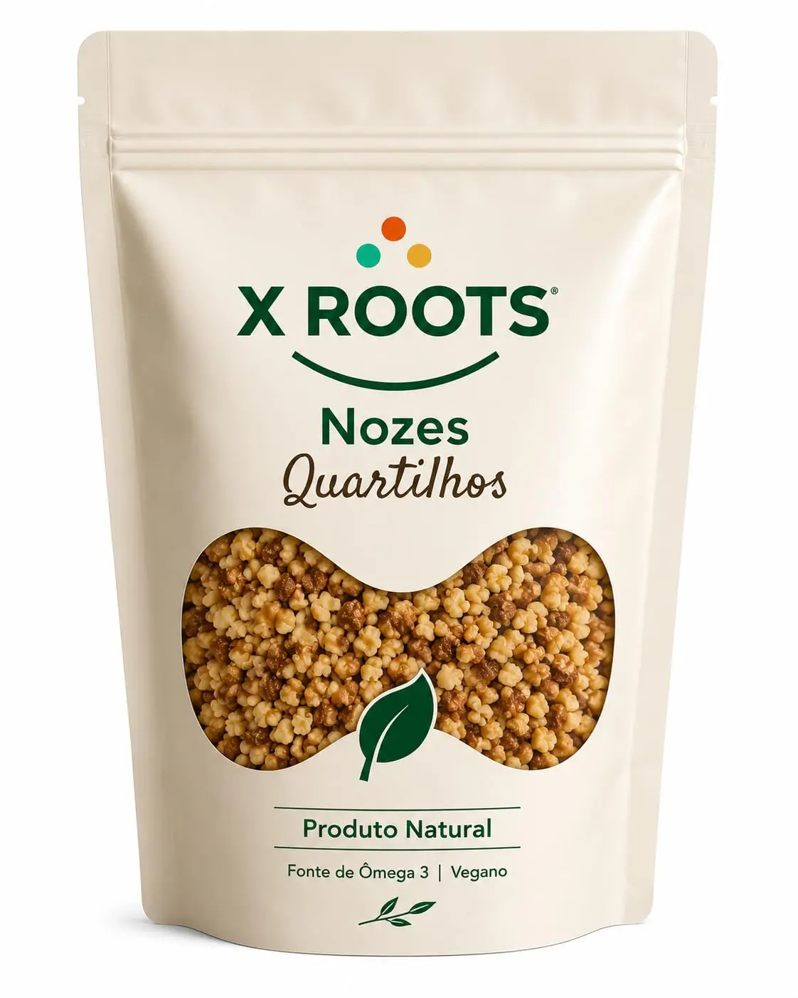 Nozes Quartilhos X Roots – Miolo de Nozes em Pedaços Selecionados | Sabor Suave e Textura Crocante | Ideal para Receitas, Confeitaria e Granolas (500gr)