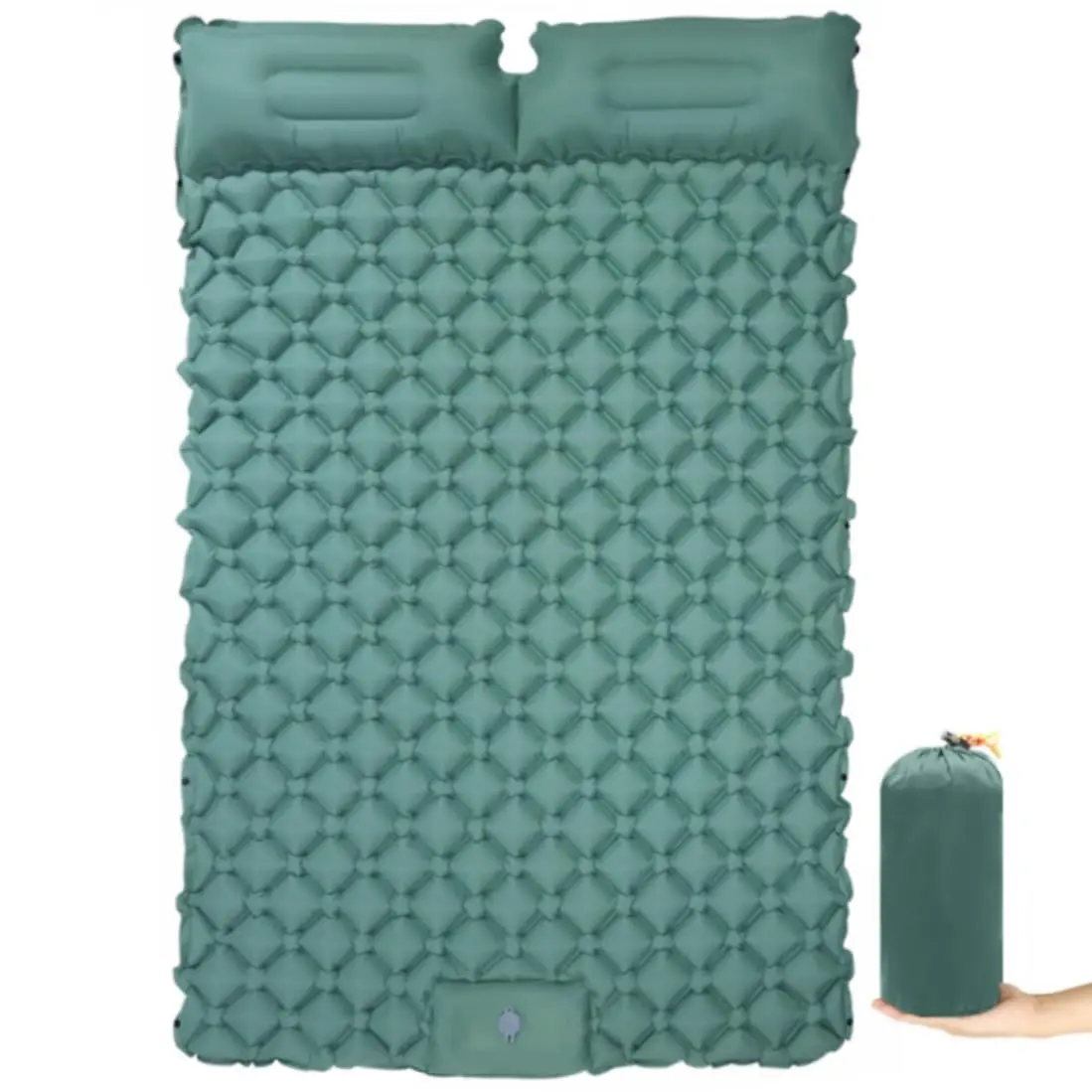 Colchão Inflável Automático Casal Acampamento 190x120 cm Com Travesseiro | Ar Externo Portátil, Sleeping Pad, 190x120x5 cm