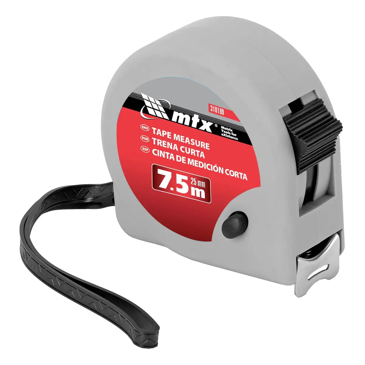 MTX Trena Curta 7,5m x 25mm – Fita Métrica Compacta com Estojo em Plástico Resistente