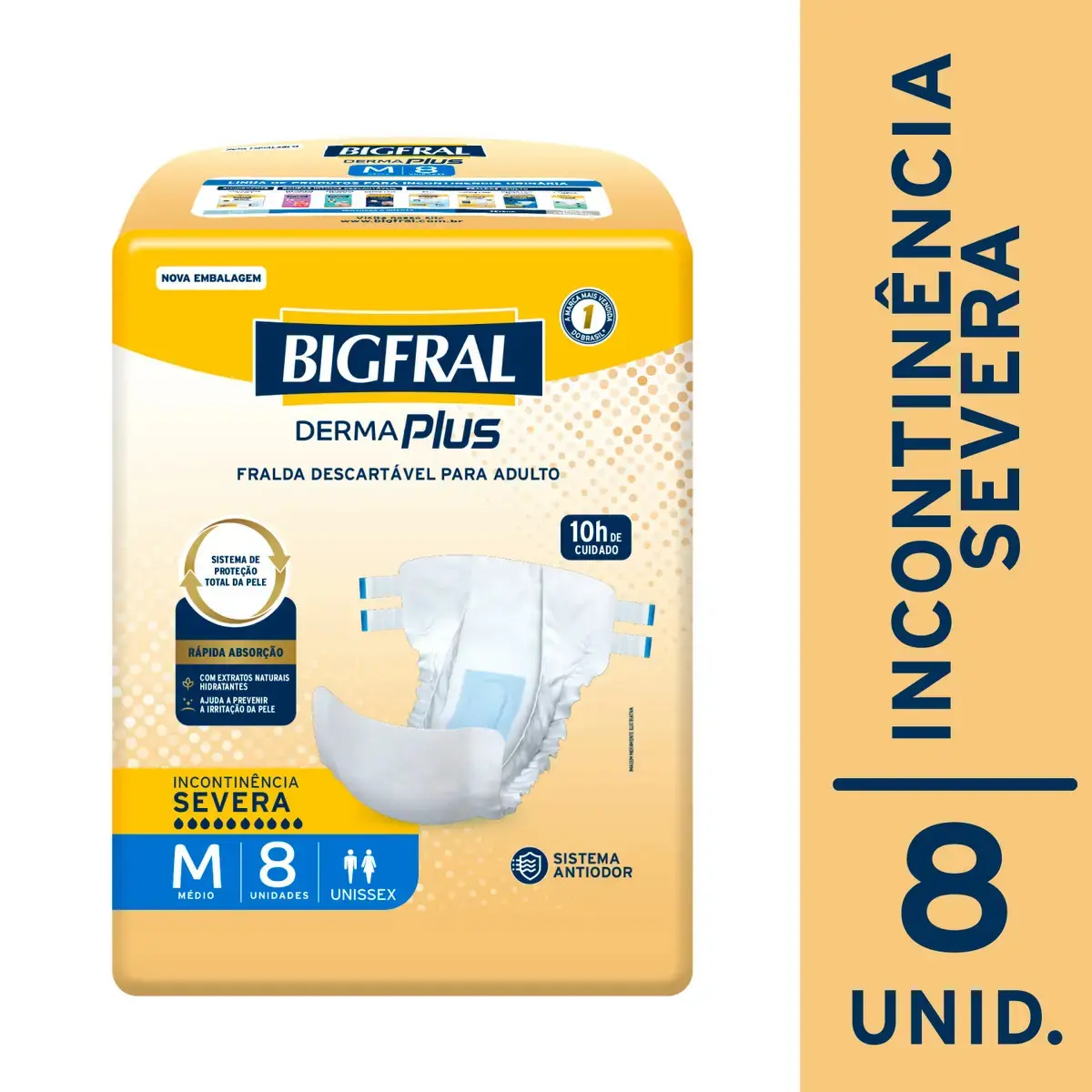 Fralda Bigfral Derma Plus M 8 Unidades Tamanho Médio thumbnail 2