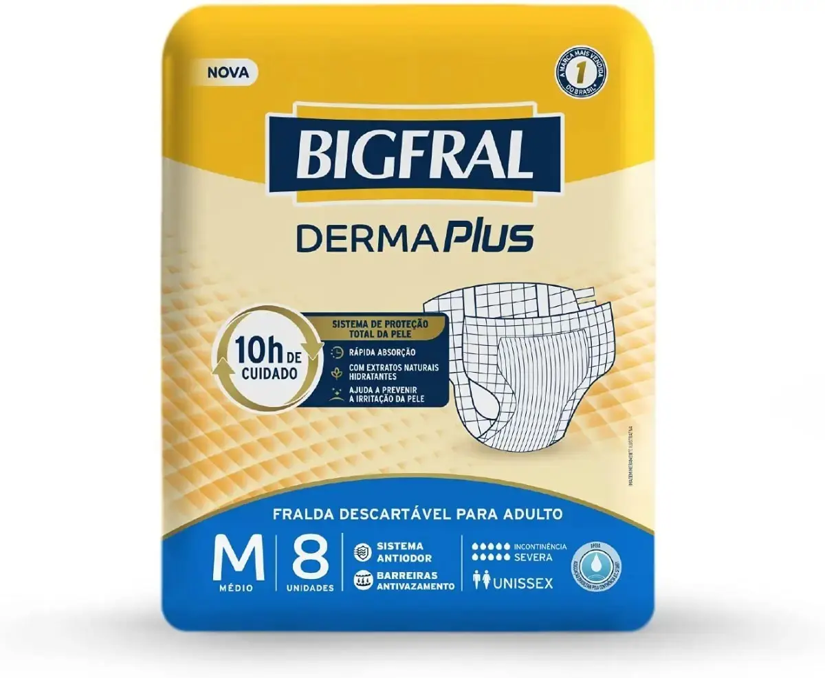 Fralda Bigfral Derma Plus M 8 Unidades Tamanho Médio thumbnail 8