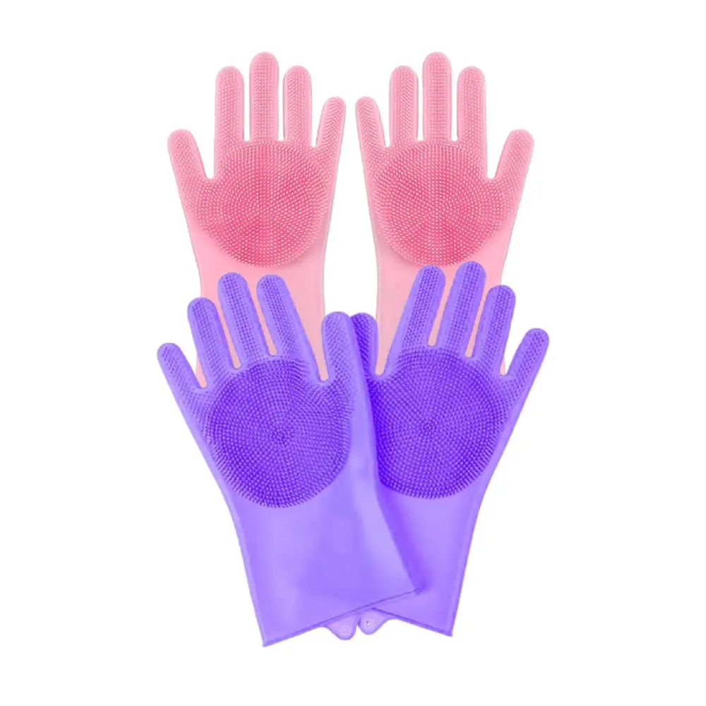 Kit 2 Pares Luva de Silicone Com Cerdas Para Lavar Louça Multiuso | Luva De Silicone Com Cerdas Multiuso Reutilizável Para Cozinha E Limpeza Doméstica