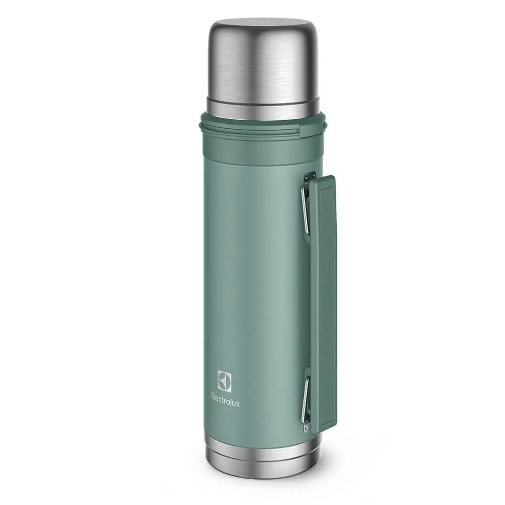 Garrafa Térmica Sense to Go 1L Verde Electrolux | Aço Inoxidável, Parede Dupla com Alça de Transporte, Quente 24 Horas e Frio 12 Horas, para Água, Café e Chá