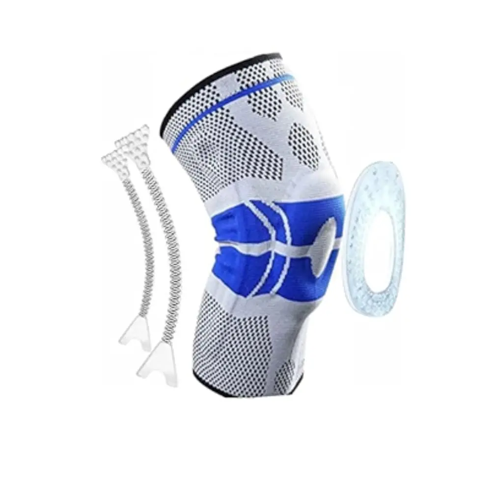 Joelheira DE Compressão Spandex 3D, Ortopédica Anel De Silicone E Fio Aço Flexível-Distribuição exclusiva QH Shopp Tamanho (G)
