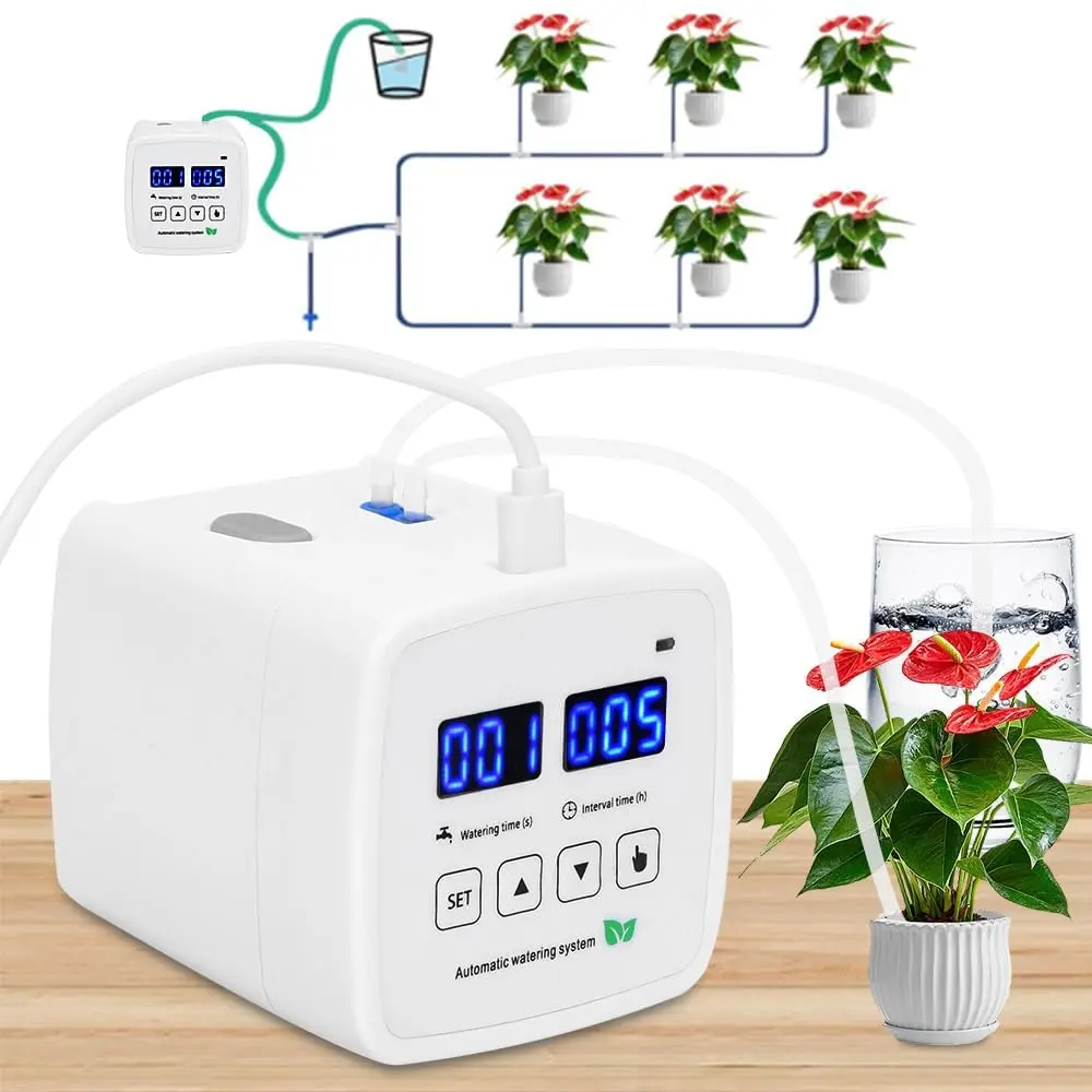 Máquina de Irrigação, Máquina de Rega Inteligente, Sistema de Irrigação Por Gotejamento Automático, com Temporizador, USB