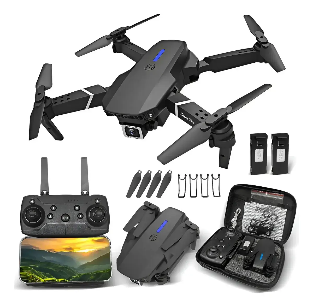 Mini Drone Iigenai E88 Dobrável Com Câmera Dual e 2 Baterias - 1