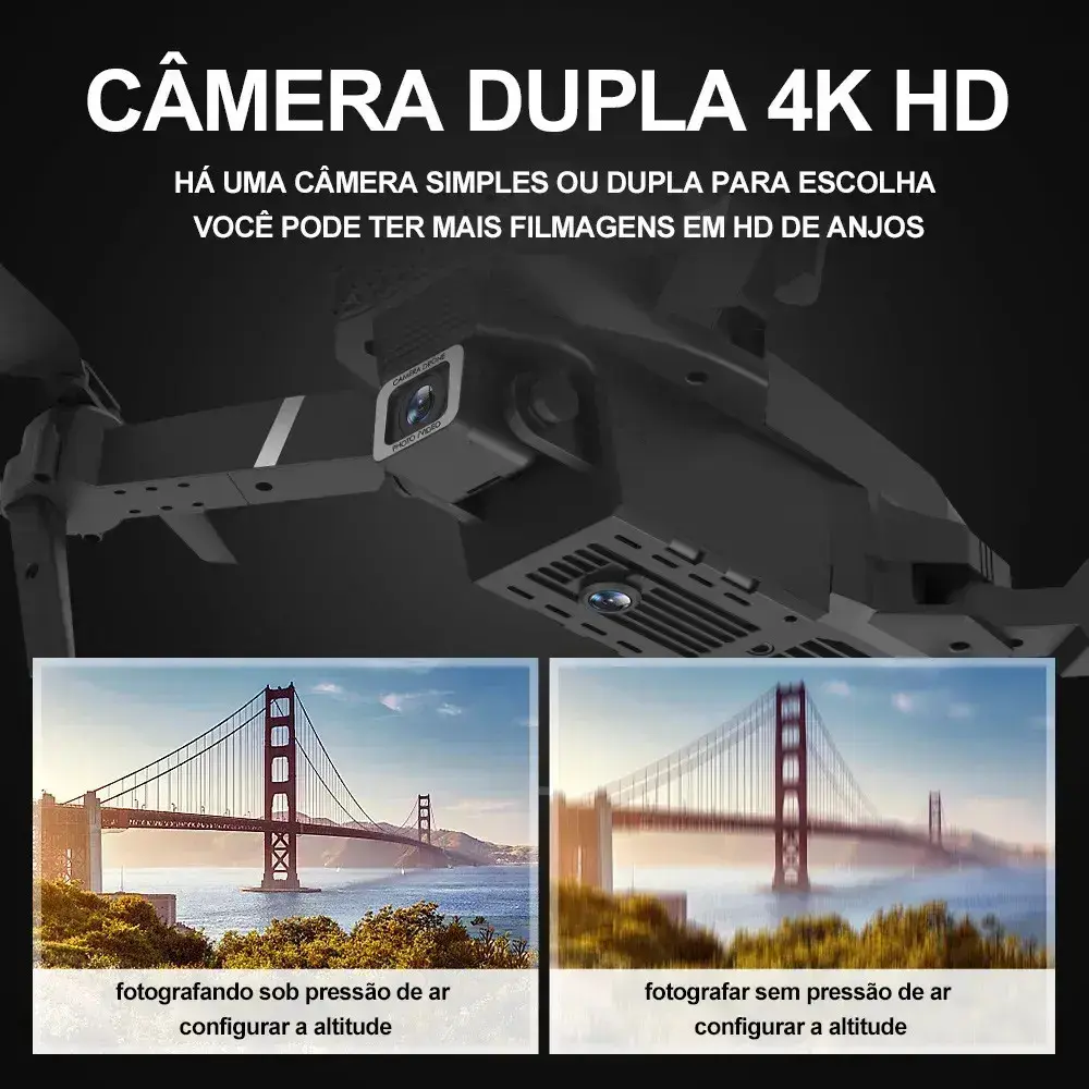 Mini Drone Iigenai E88 Dobrável Com Câmera Dual e 2 Baterias thumbnail 4