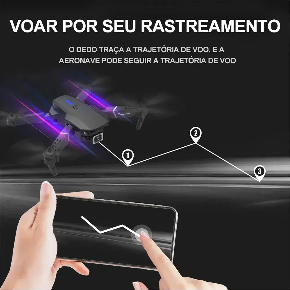Mini Drone Iigenai E88 Dobrável Com Câmera Dual e 2 Baterias thumbnail 6