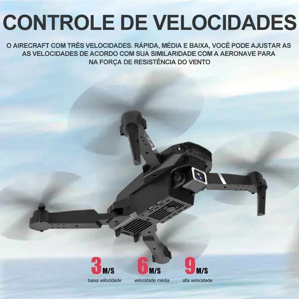 Mini Drone Iigenai E88 Dobrável Com Câmera Dual e 2 Baterias thumbnail 7