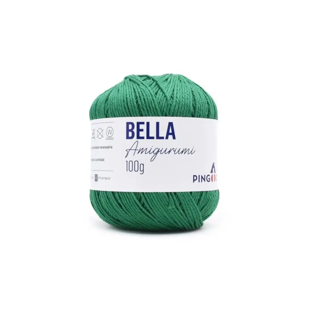 Fio Pingouin Bella Amigurumi 100g, Linha 100% Algodão Mercerizado Tex 493 para Crochê, Tricô e Bonecos, Diversas Cores, Acabamento Premium (Verde Bandeira) - 1