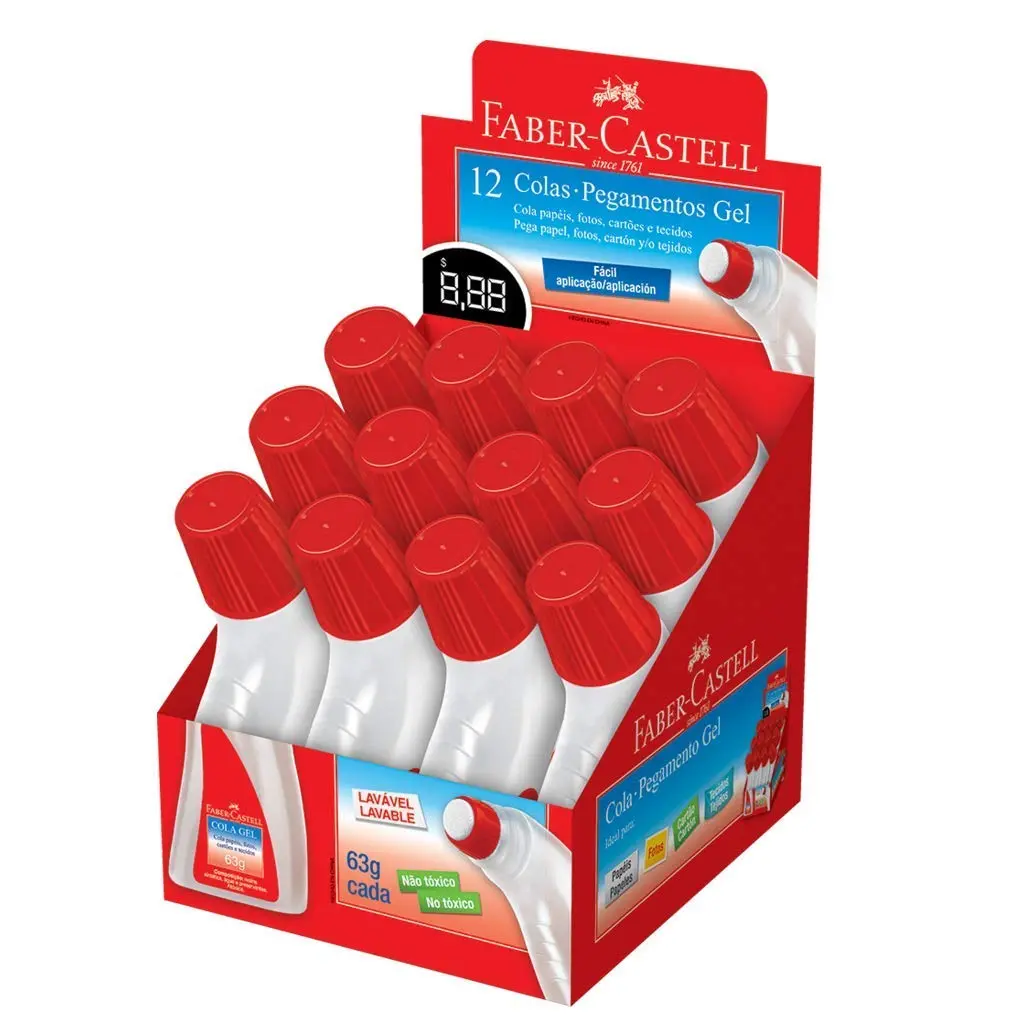 COLA GEL 63G - FRASCO ERGONOMICO, Faber-Castell, DI/8165GEL, MISTA, pacote de 12