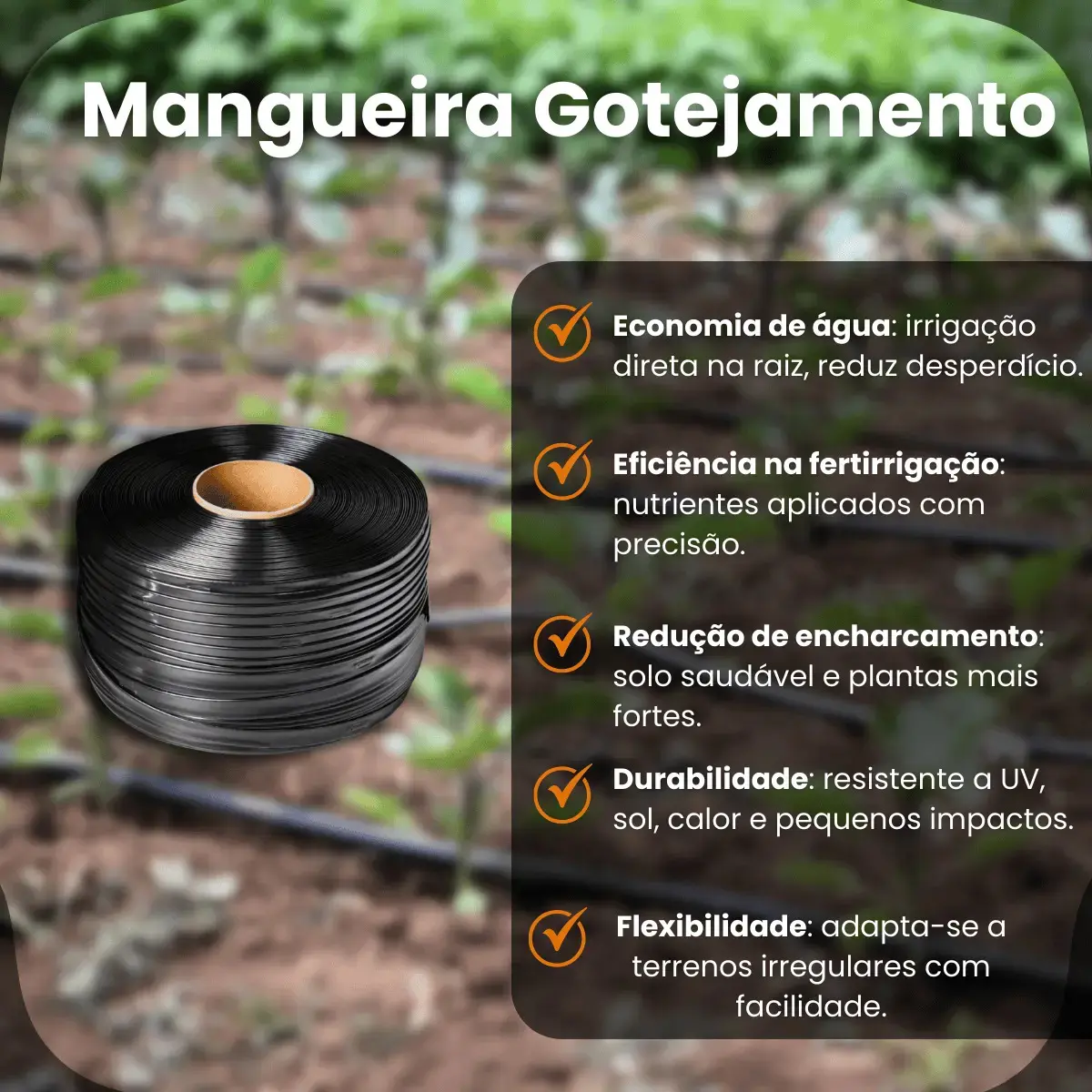 Mangueira Gotejamento Para Irrigação 1.000mts Horta 50/50cm Preto Revomax thumbnail 7