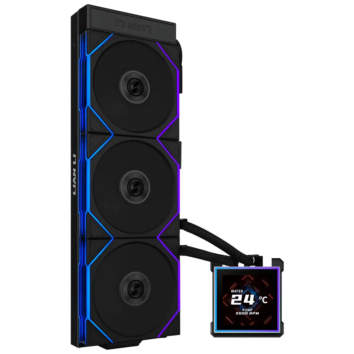 Water Cooler Lian Li Hydroshift II LCD-S, 360mm | Uni Fans TL Wireless, Preto, RGB, Tela LCD IPS de 3,4 polegadas