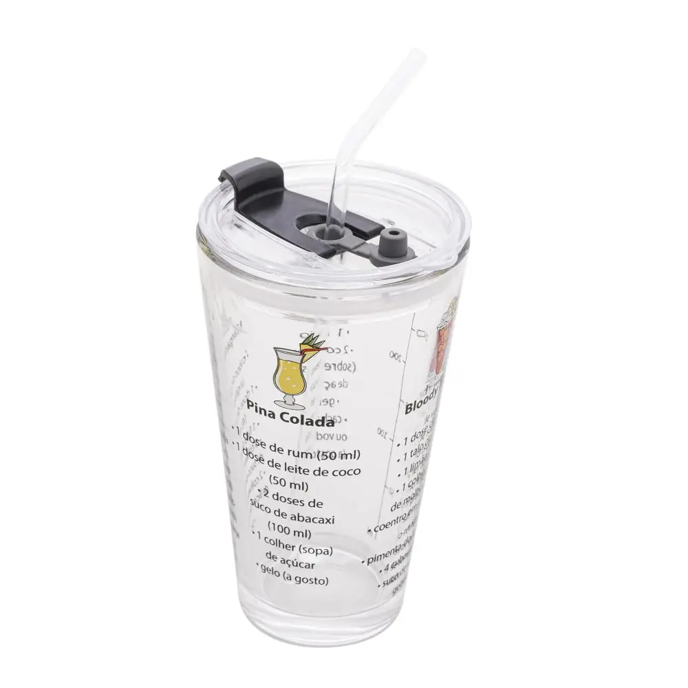 LYOR - Copo de Drink de Vidro com Canudo 450ml