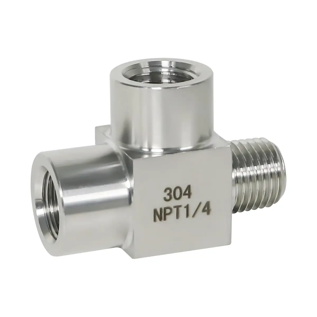 ini moni 1/4 NPT Tee, aço inoxidável 1/4 Tee encaixe para gás/fluido, 4350 | Portas NPT fêmea x fêmea x macho — encaixe de tubo de um T para ramificação de ar, combustível, projeto de fabricação de - 1