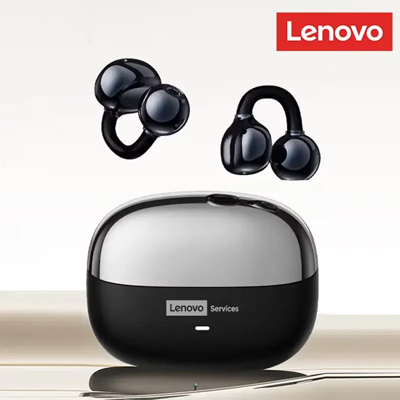 Fones de Ouvido Sem Fio Lenovo LE302 OWS com Clip para Ouvido, Bluetooth 6.0, Chamadas em HD, Baixa Latência para Jogos, Novos