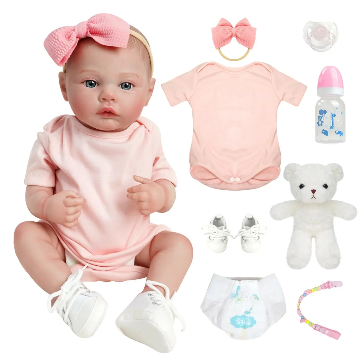 Brastoy Pintada Bebê Reborn Boneca Realistic Silicone Menina Original (48cm Bebe Boneca Pintada)