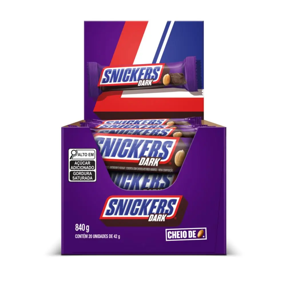Chocolate Snickers Dark - Display com 20 unidades de 42g - 1