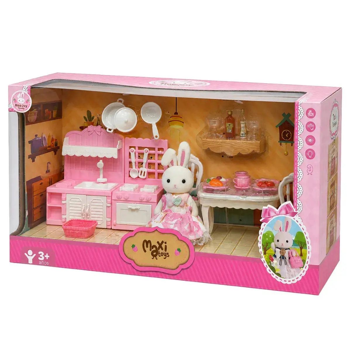 Casinha Boneca Coelho Brinquedo Infantil Mini Cenários Móveis Acessórios Coleção HopJoy Maxi Toys - Mini Cozinha - 1