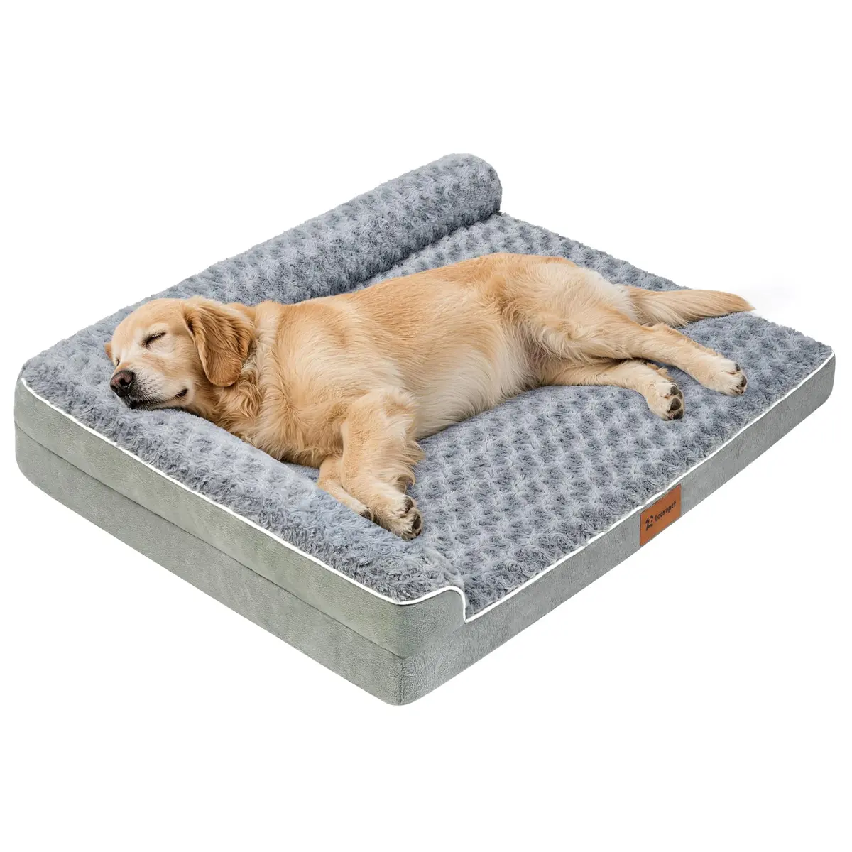 Cama Ortopédica para Cachorros Grandes 90x70 Capa Removível e Lavável | Espuma de Ovo, Camada Interna Impermeável, Base Antiderrapante, Veludo Macio