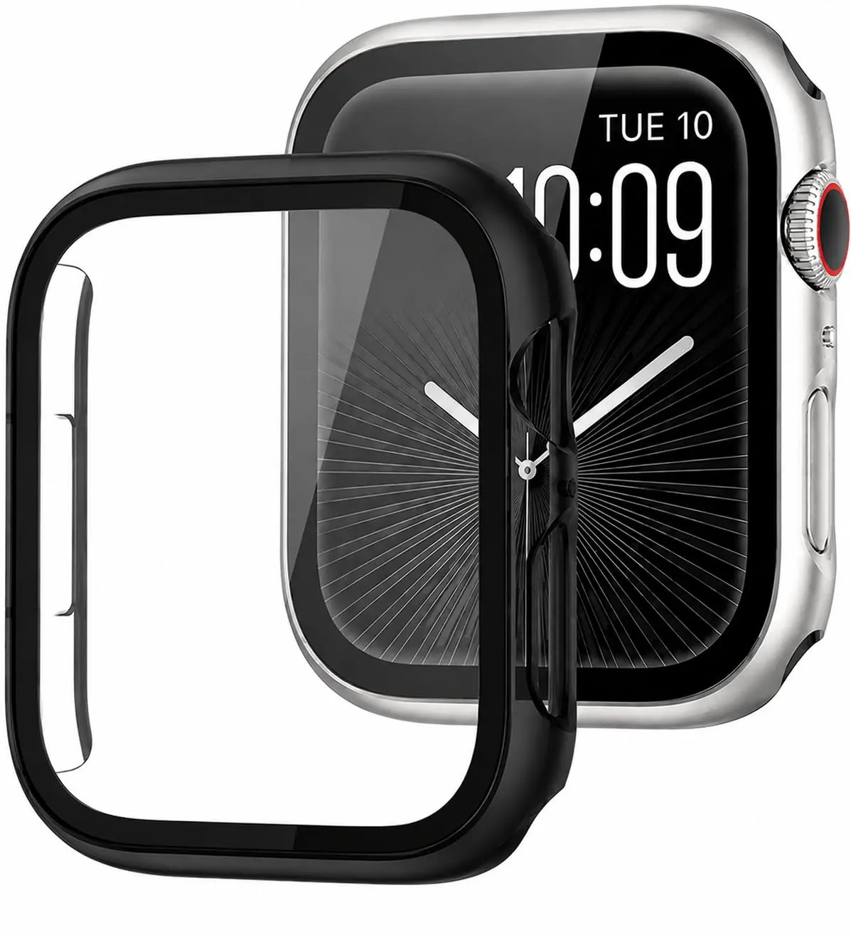 Case Capa Protetora para Apple Watch 44mm em Acrílico Transparente | Case Premium Anti Impacto | Proteção Contra Quedas, Arranhões e Poeira | Encaixe Perfeito e Acesso Total aos Botões (Preto)