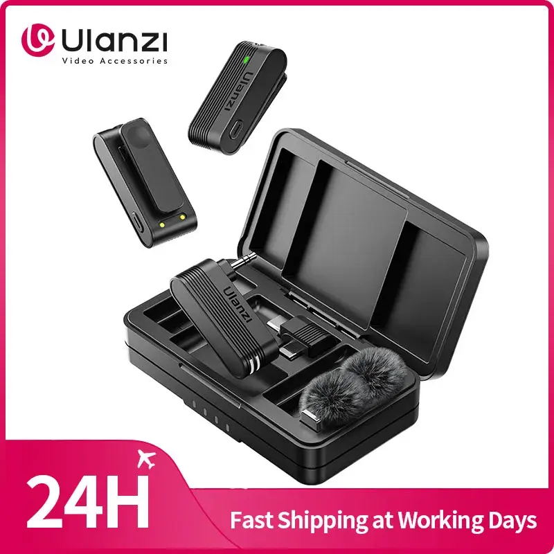 Ulanzi A100 Microfone sem fio Microfone de lapela para iPhone 16 15 Pro (máx.) Câmera Gravação de som Monitoramento em tempo real Atualização J12 - 1