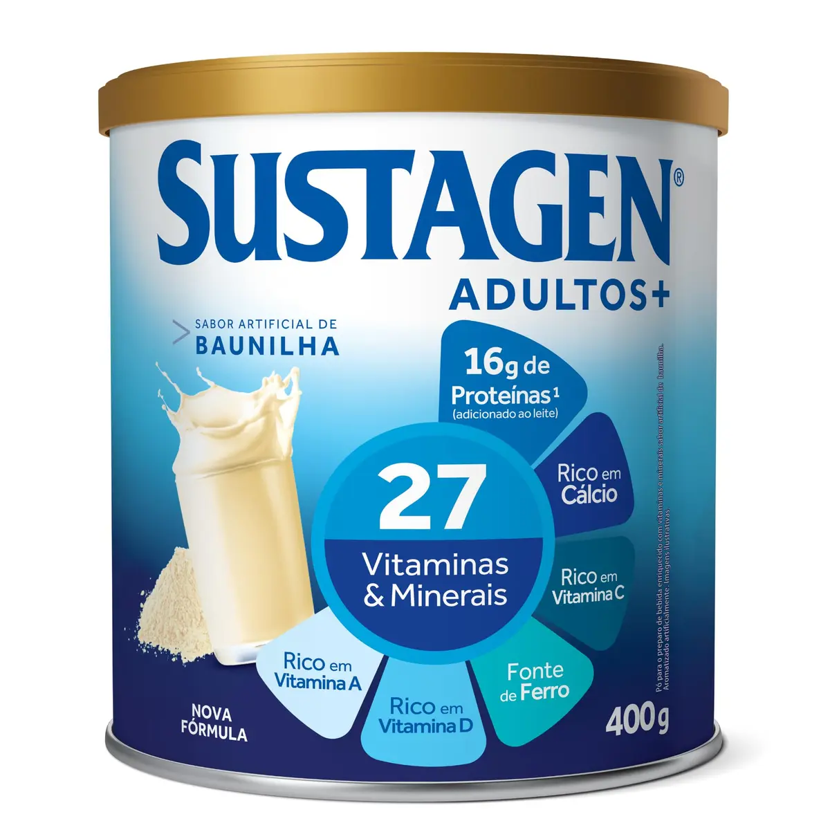 Complemento Alimentar Sustagen N&E Adultos+, Sabor Baunilha, 400g | Lata - 1