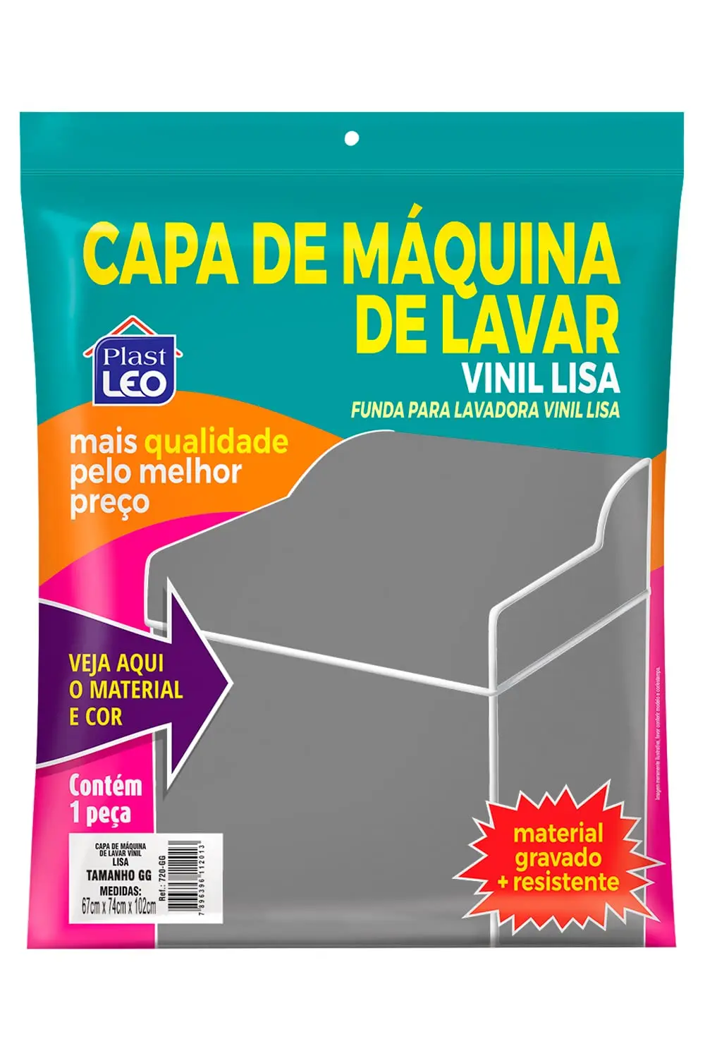 Capa para Máquina Vinil Cinza - Tam. GG | Plast Leo (Ref.:720-GG-CZ) - 1