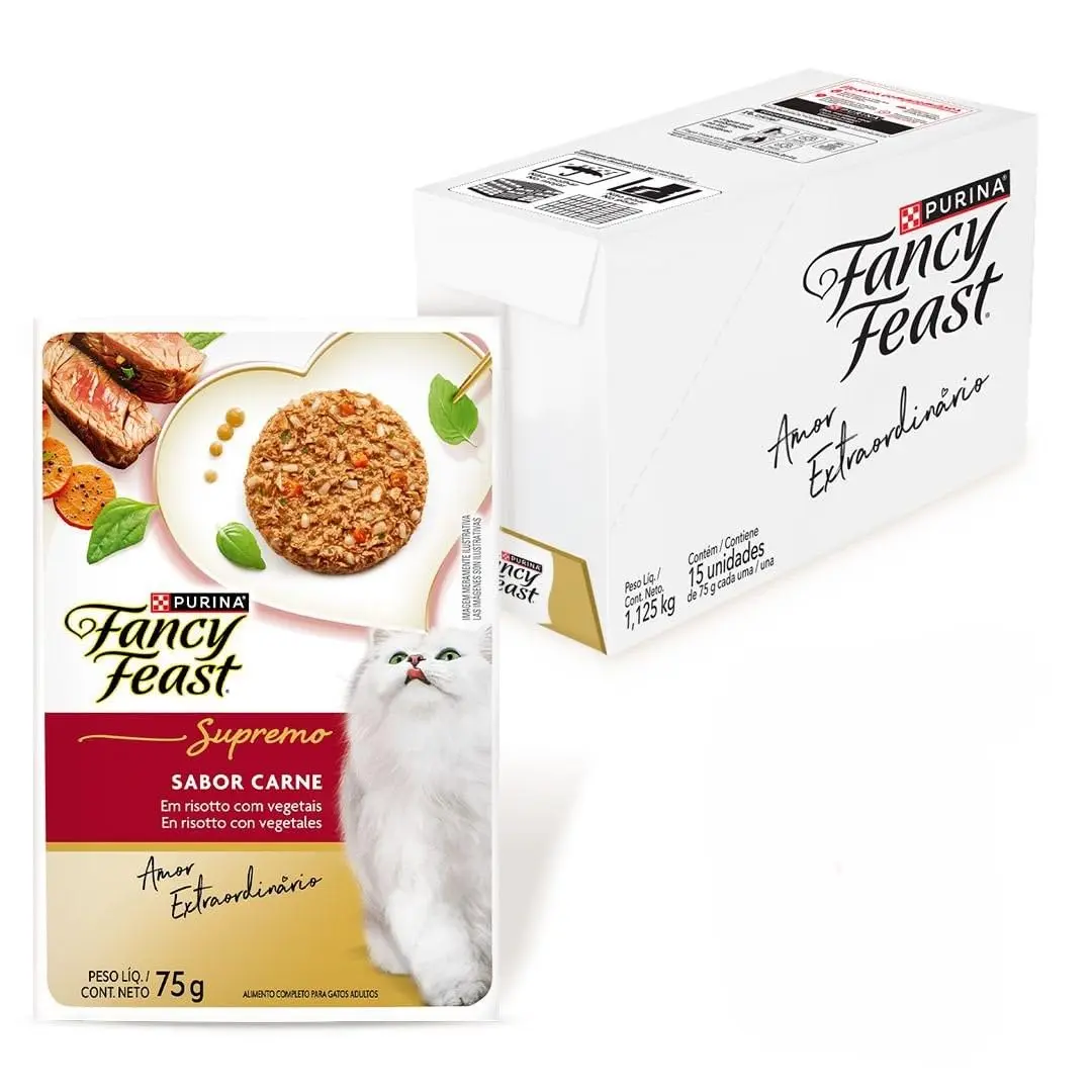 Ração Úmida PURINA® FANCY FEAST® Supremo Carne para Gatos Adultos 75g - 15 unidades