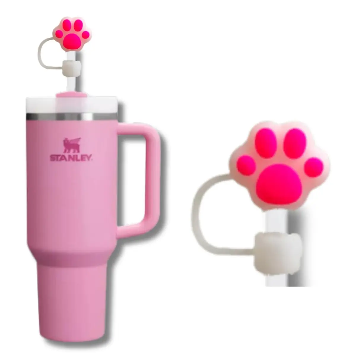 Tampa para Canudo Tampa Protetora de Silicone para Canudo Copo Stanley 10mm Higiene Praticidade para Seu Copo e Garrafa (Pata Gato Transparente) - 1