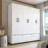 Guarda-Roupa Bartira Ilhéus com Cabideiro, 6 Portas de Bater, 3 Gavetas e 180cm de Largura - Branco Fosco