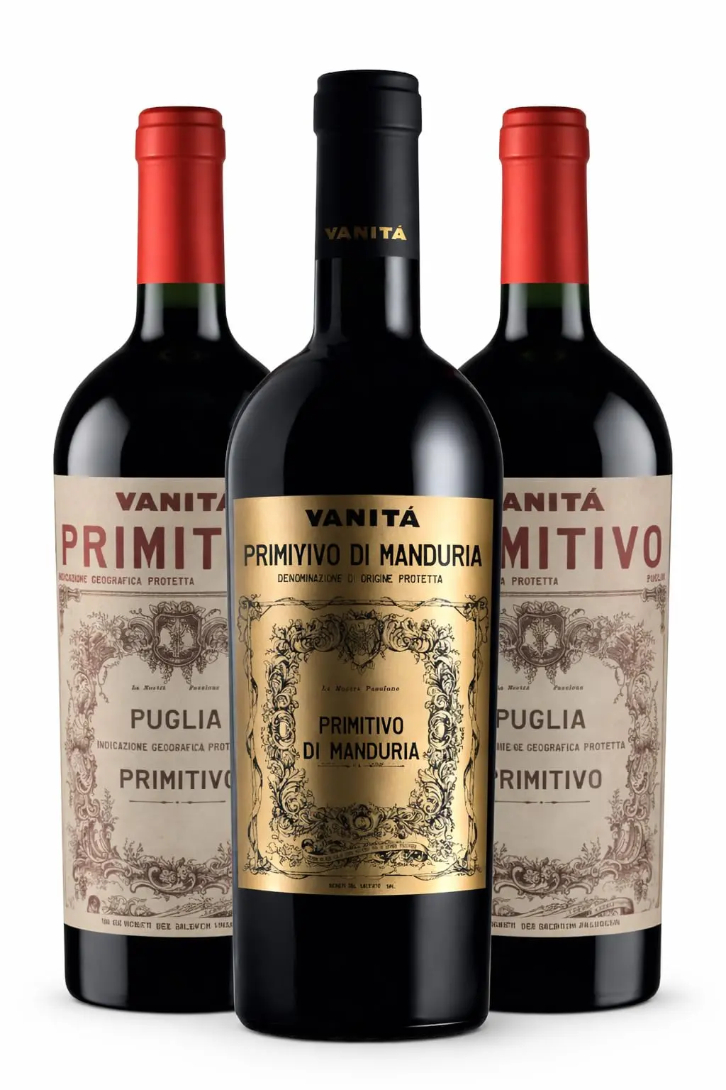 Kit 3 Garrafas Vinho Tinto Italiano Vanitá 2 Primitivo Puglia e 1 Primitivo Di Manduria 750ml - 1