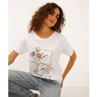 camiseta de algodão floral off white - 1