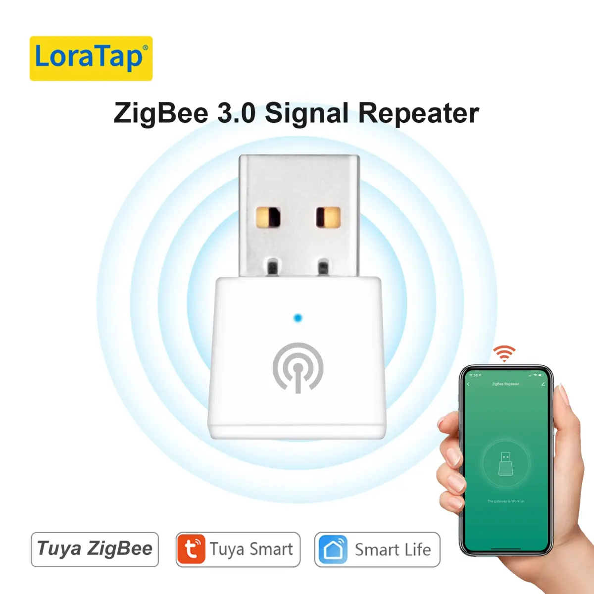Loratap tuya zigbee 3.0 repetidor de sinal extensor usb para dispositivos de aplicativo smart life malha deconz automação casa cena inteligente