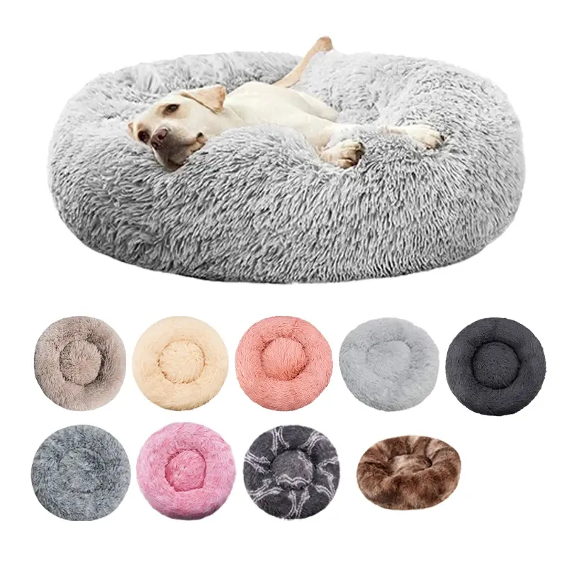 Cama redonda para cães, cama quente de inverno para gatos, cesta de pelúcia para cães, lavável, cama para animais de estimação, pequeno, médio e grande, sofá para gatos