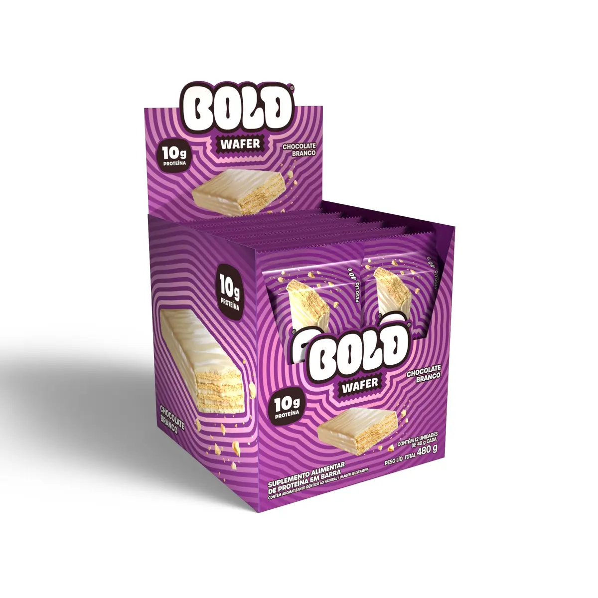 BOLD Wafer Proteico 40g 10g Proteína Snack Chocolate Branco - 1