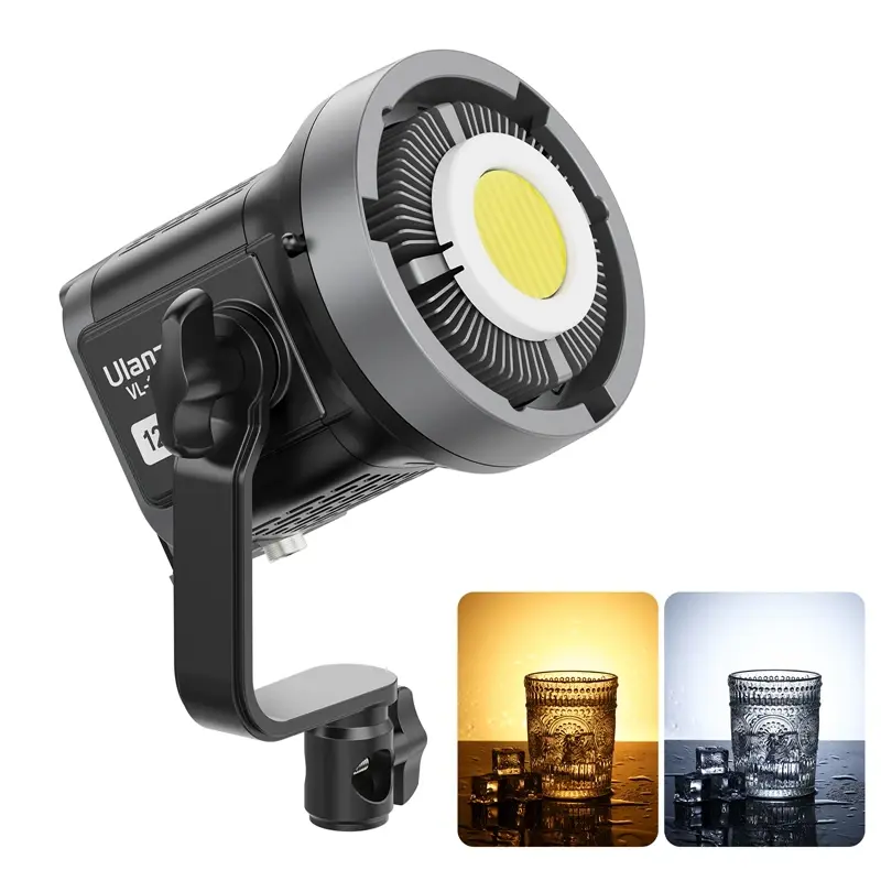Ulanzi VL-120Bi VL-120C 120W V-Mount Luz de vídeo com controle sem fio CRI 95 + 2700K-6500K COB Lâmpada Fotografia interna e externa - 1