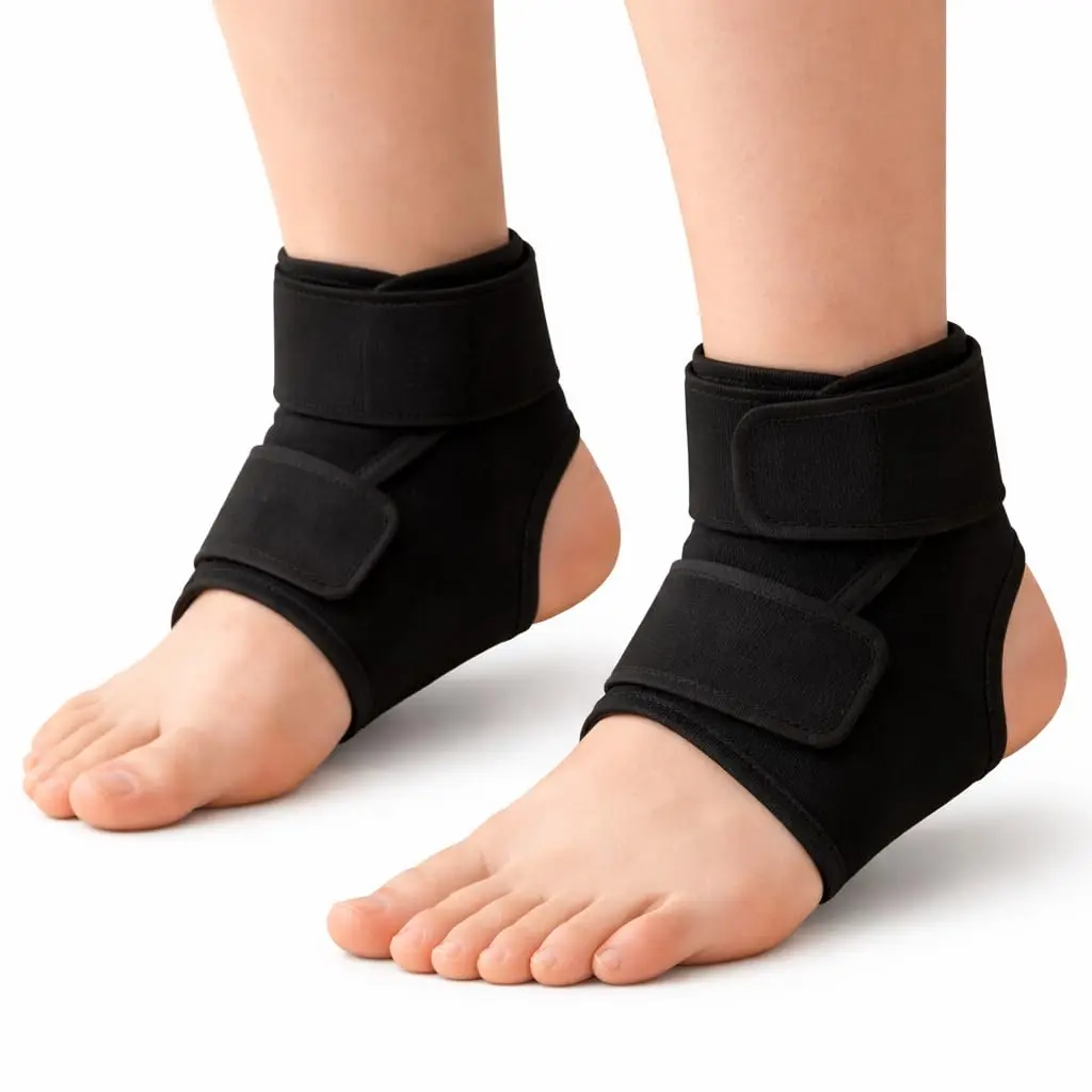 Tornozeleira de Compressão Ortopédica Preta Tamanho Único Estabilizadora para Tornozelo, Suporte com Neoprene SBR e Nylon, Alívio de Dor, Entorses, Esportes e Uso Diário
