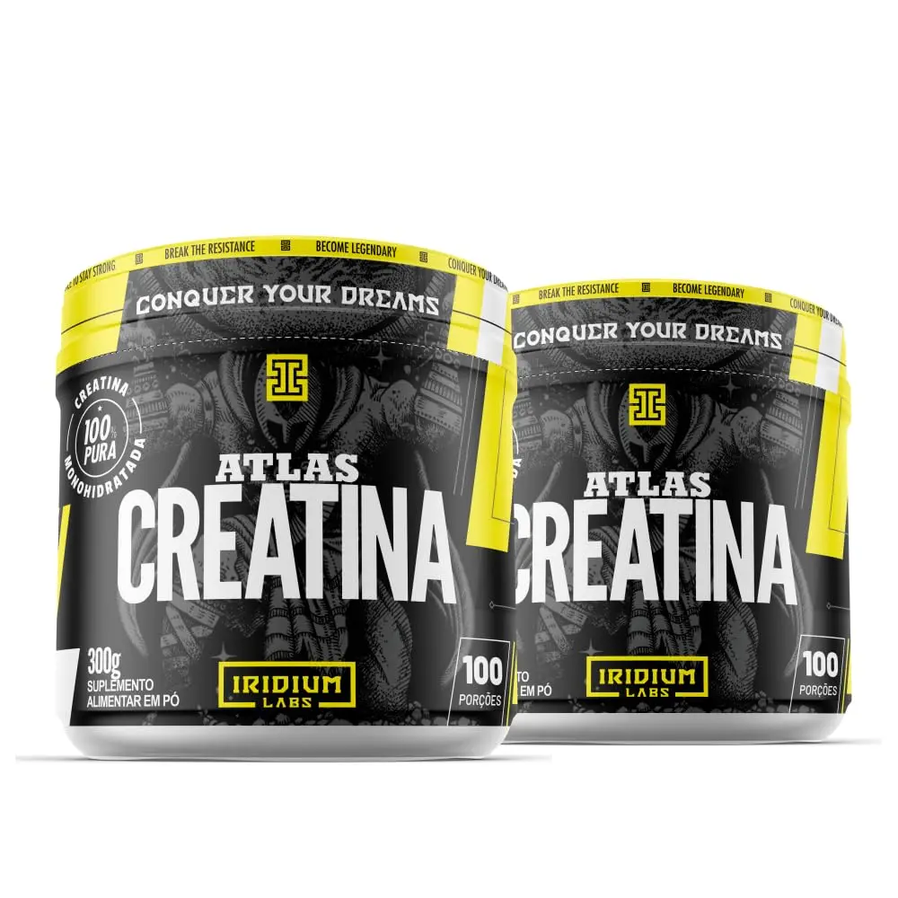 Creatina Monohidratada Iridium Labs Atlas, 300g, Pack com 2 Unidades | 100 Doses, 100% Pura, Energia, Resistência, Força