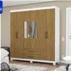 Guarda Roupa Casal A22 6 Portas 2 Gavetas Com Espelho Carioca Móveis - Marrom - 1